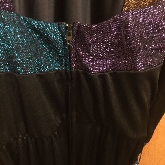 Retro 90s Vintage Metallic Gold Black Purple Blue Belted Zip up Jumpsuit 14 - Picture 6 of 15